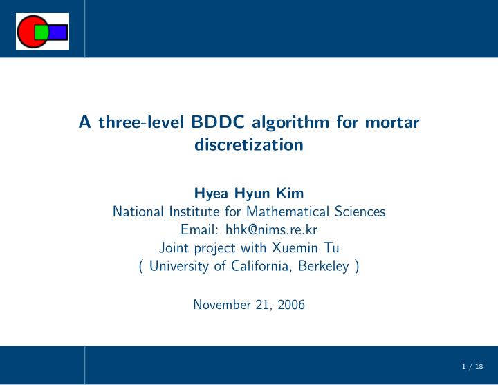 a three level bddc algorithm for mortar discretization