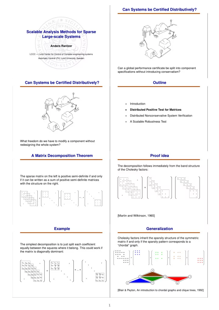 can systems be certified distributively scalable analysis