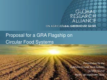 Circular Food Systems  Presentation by the  Taskforce Circular Food Systems  to GRA Council