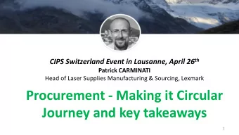 Journey and key takeaways  1  Procurement - Making it Circular  Journey and key takeaways of  A