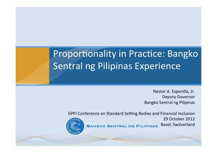 propor onality in prac bangko sentral ng pilipinas