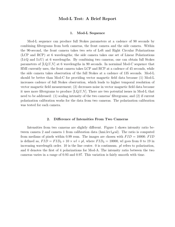 mod l test a brief report