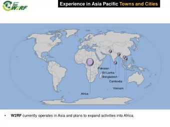 Experience in Asia Pacific Towns and Cities  Pakistan  Sri Lanka  Bangladesh  Cambodia  Vietnam