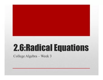 College Algebra  Week 3