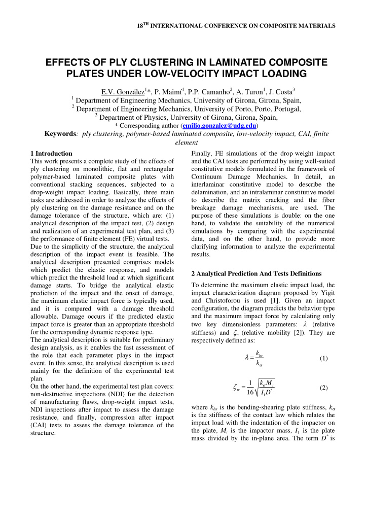 effects of ply clustering in laminated composite plates