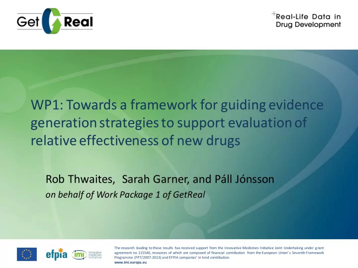 rob thwaites sarah garner and p ll j nsson on behalf of