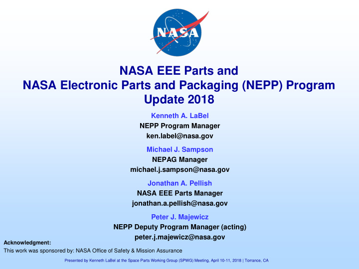 nasa eee parts and nasa electronic parts and packaging