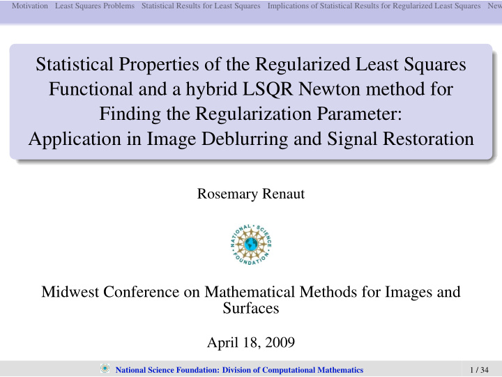 statistical properties of the regularized least squares