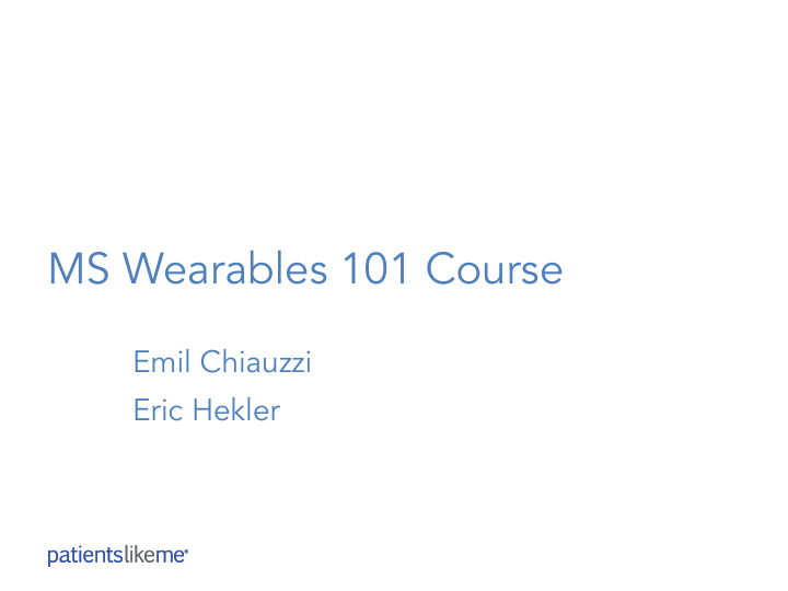 ms wearables 101 course