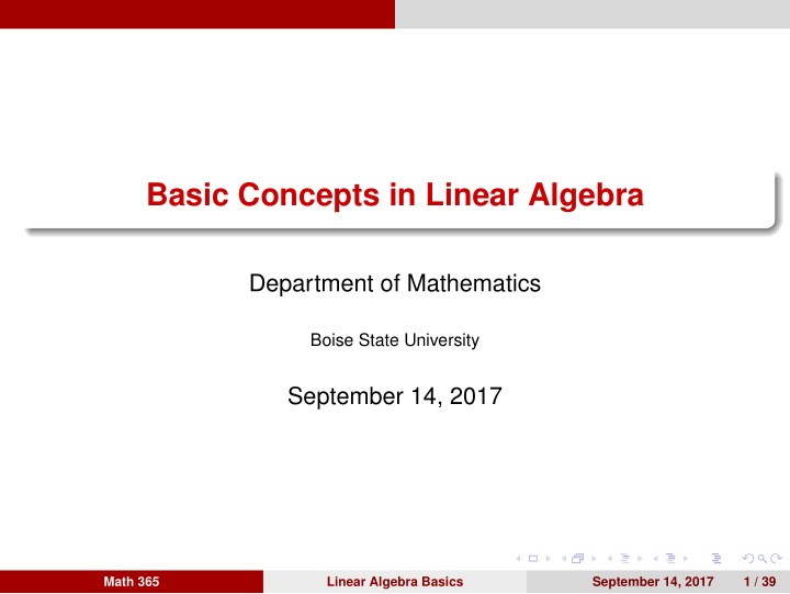 basic concepts in linear algebra