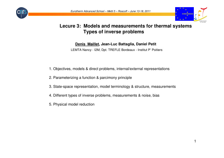 lecure 3 models and measurements for thermal syste ms
