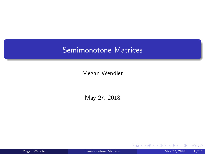 semimonotone matrices