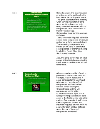 Some Sponsors find a combination  Slide 1  Restau  Re  stauran  rant/Fa  t/Family  mily Ser
