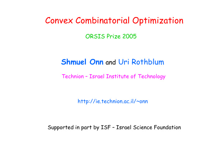 convex combinatorial optimization