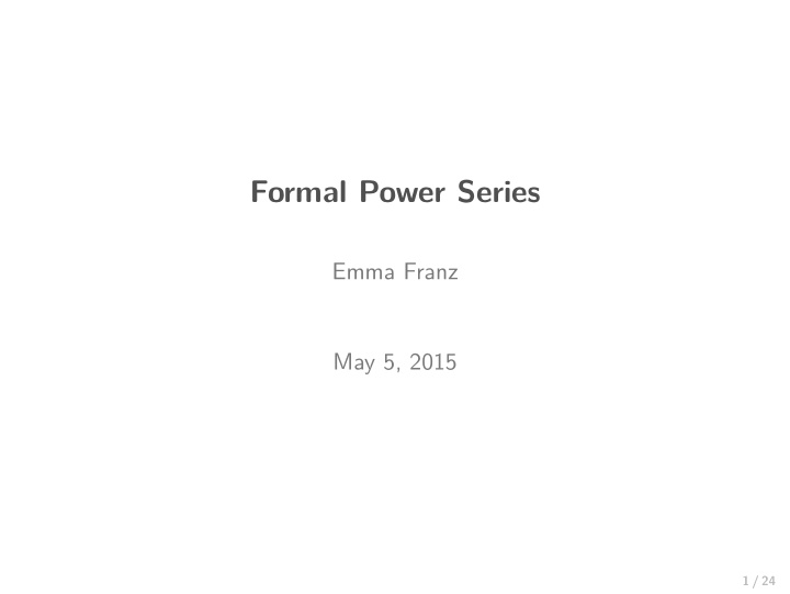 formal power series