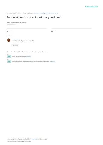 Presentation of a test series with labyrinth seals Article in La Houille Blanche  June 1998  DOI: