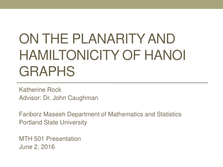 hamiltonicity of hanoi