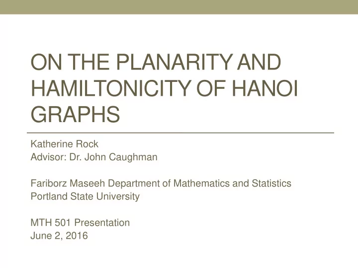 hamiltonicity of hanoi