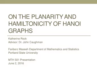 HAMILTONICITY OF HANOI  GRAPHS  Katherine Rock  Advisor: Dr. John Caughman  Fariborz Maseeh