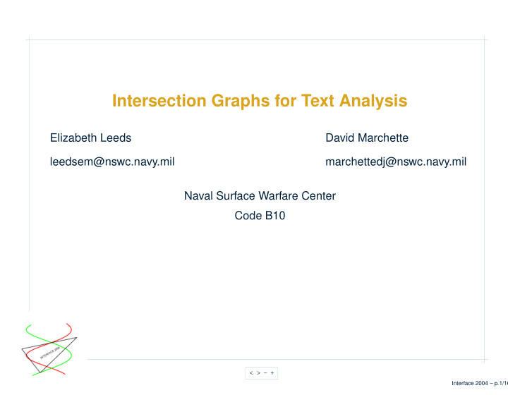 intersection graphs for text analysis