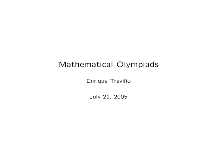 mathematical olympiads