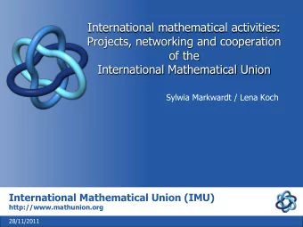 International mathematical activities:  Projects, networking and cooperation  of the  International