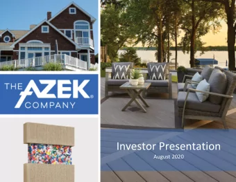 Investor Presentation  August 2020  Disclaimer  Important Notice Some statements made in this