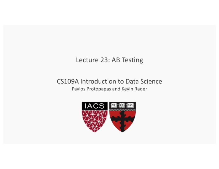 lecture 23 ab testing