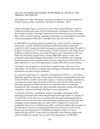 YELLOW NUTSEDGE MANAGEMNT WITH CHEMICAL, PHYSICAL AND  THERMAL TREATMENTS  Oleg Daugovish*, Maren