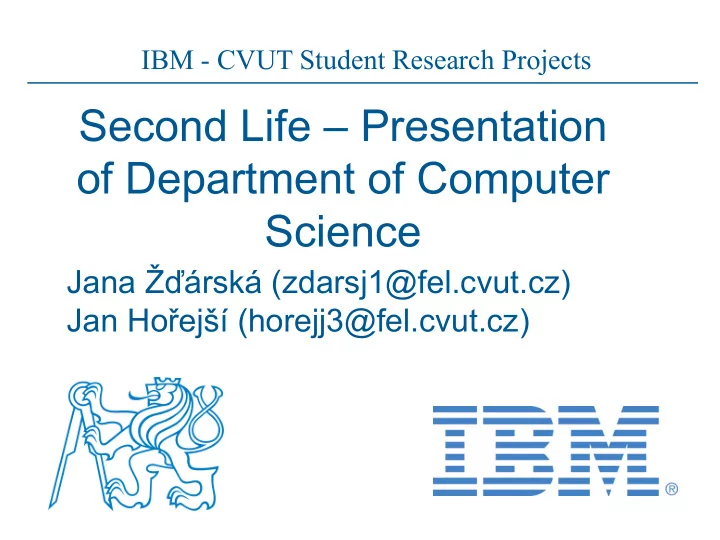 second life presentation of department of computer science