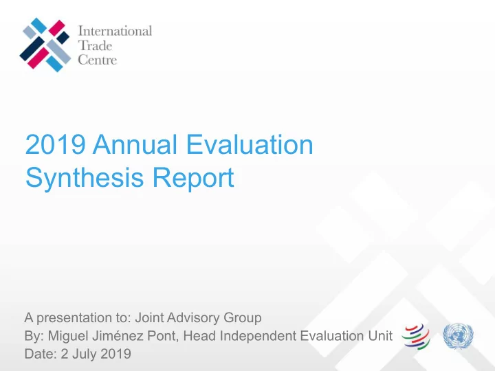 2019 annual evaluation synthesis report