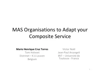 MAS Organisations to Adapt your  Composite Service  Mario Henrique Cruz Torres  Victor Nol  Tom