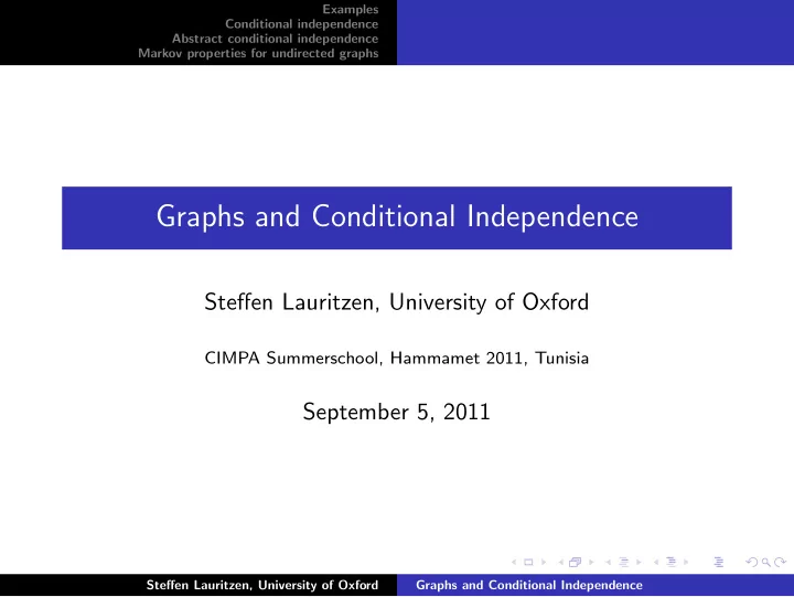 graphs and conditional independence