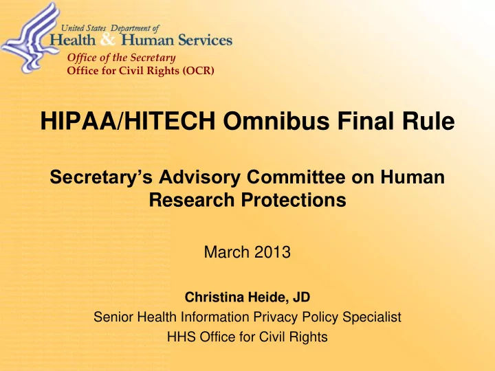 hipaa hitech omnibus final rule
