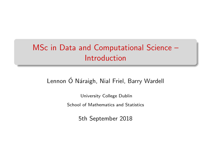 msc in data and computational science introduction