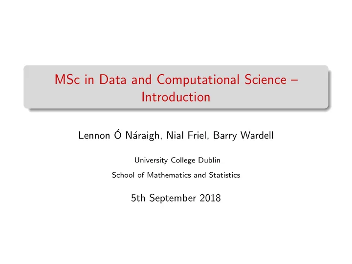 msc in data and computational science introduction