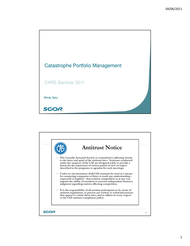 catastrophe portfolio management