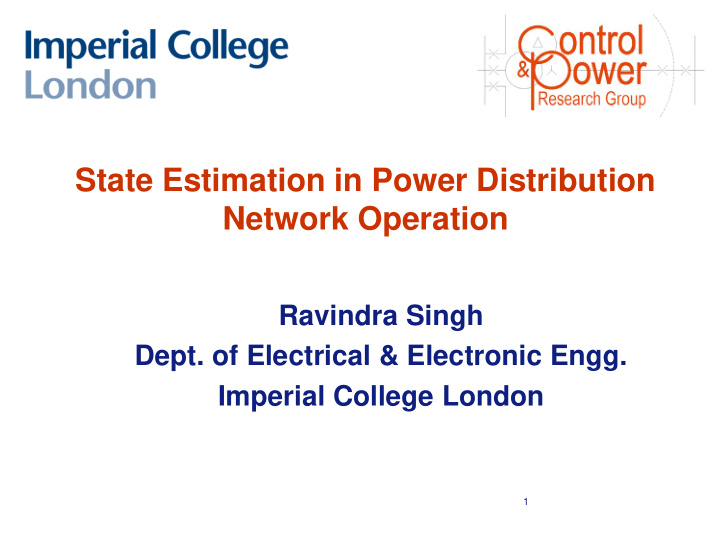 state estimation in power distribution network operation