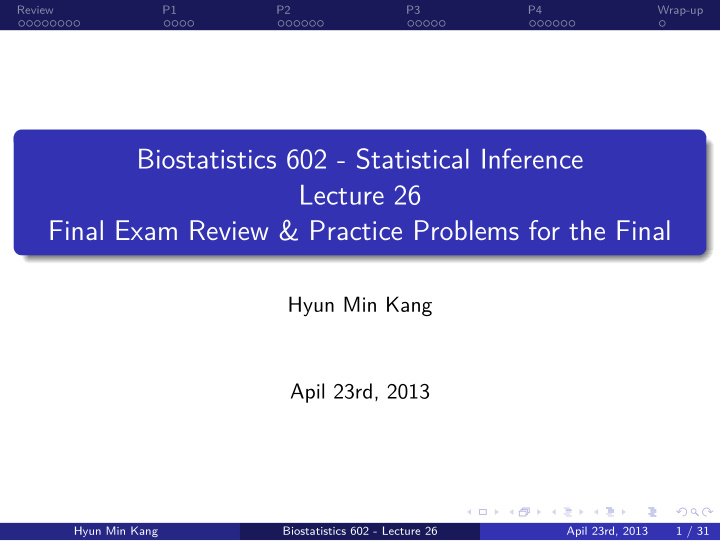biostatistics 602 statistical inference