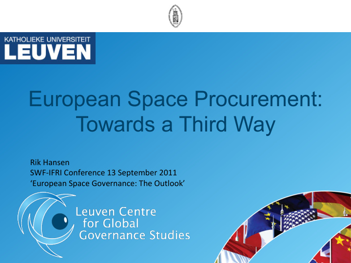 european space procurement towards a third way