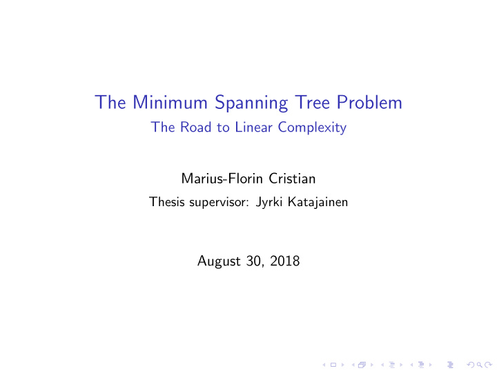 the minimum spanning tree problem