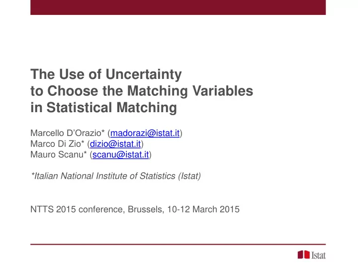 to choose the matching variables