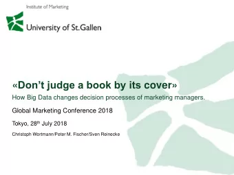 Dont judge a book by its cover  How Big Data changes decision processes of marketing