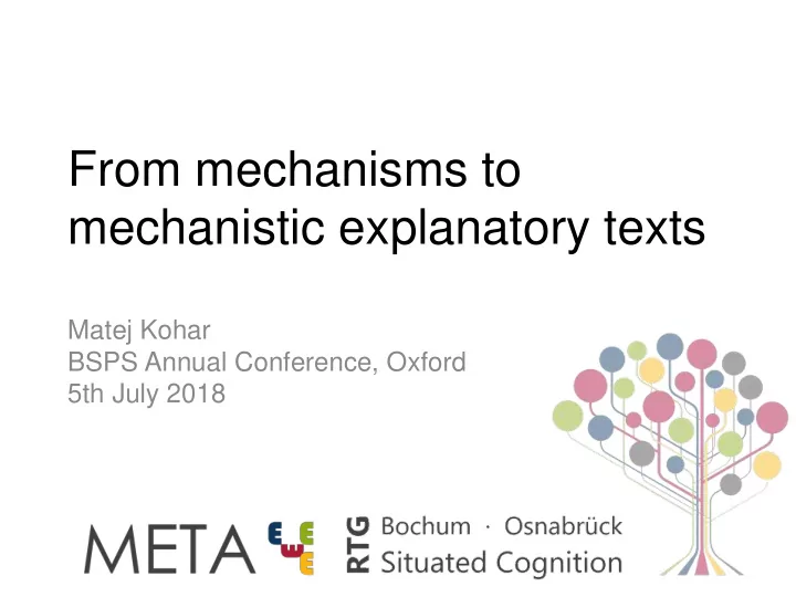 mechanistic explanatory texts
