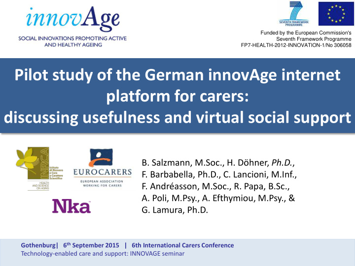 pilot study of the german innovage internet platform for