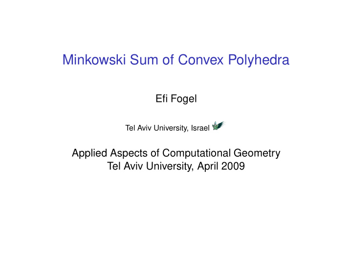 minkowski sum of convex polyhedra