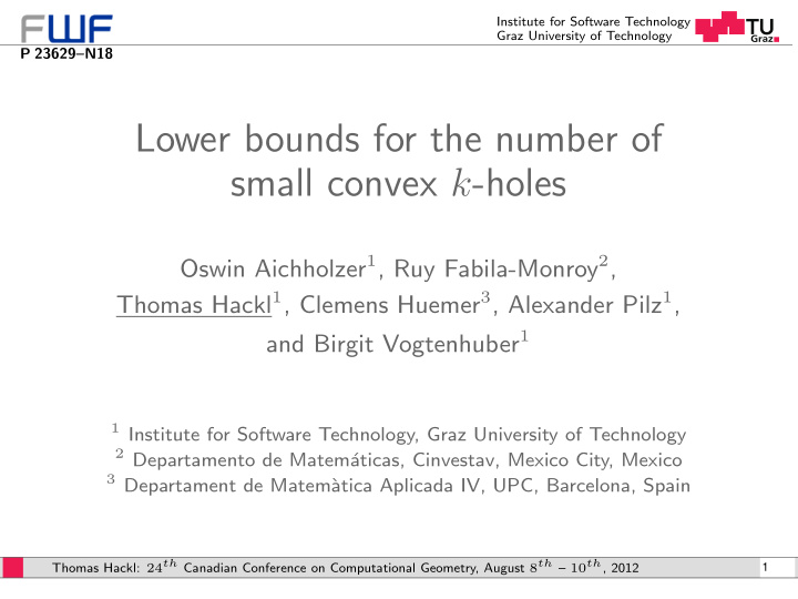 lower bounds for the number of small convex k holes