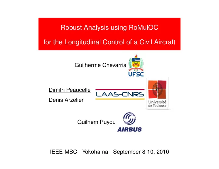 robust analysis using romuloc for the longitudinal