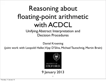 Reasoning about  floating-point arithmetic  with ACDCL  Unifying Abstract Interpretation and