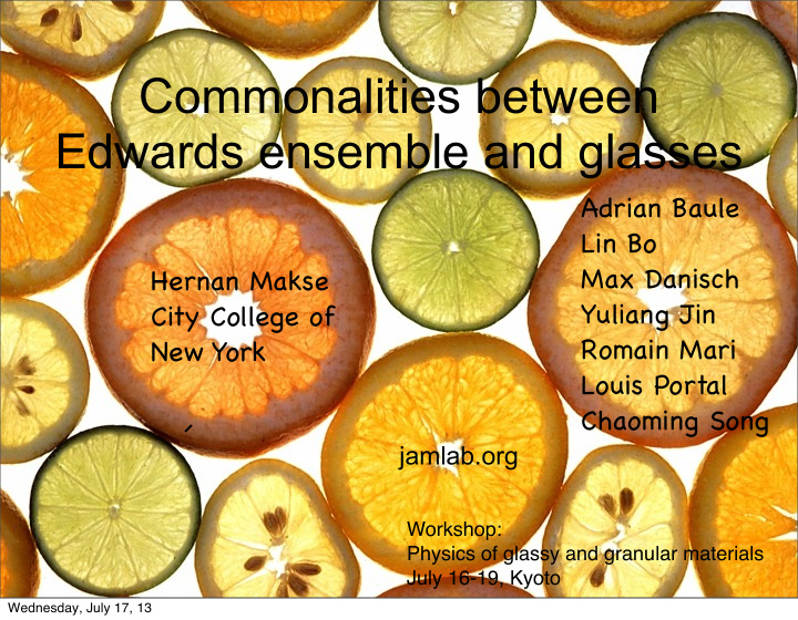 commonalities between edwards ensemble and glasses